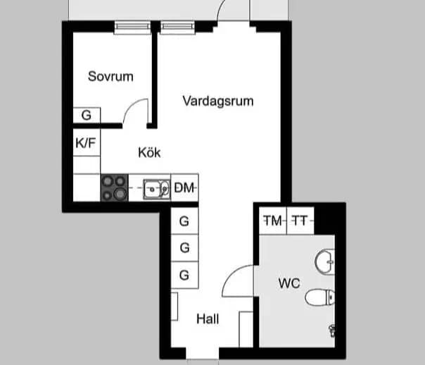 Planritning för Sandstuguvägen 57, 1 tr.