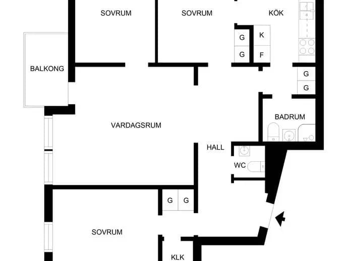 Planritning för Källängsvägen 8