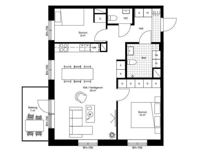 Floor plan for Bäverbäcksvägen 14