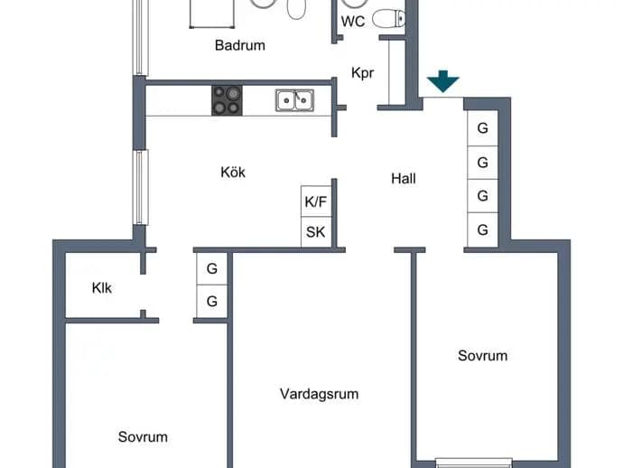 Planritning för Holmvägen 2