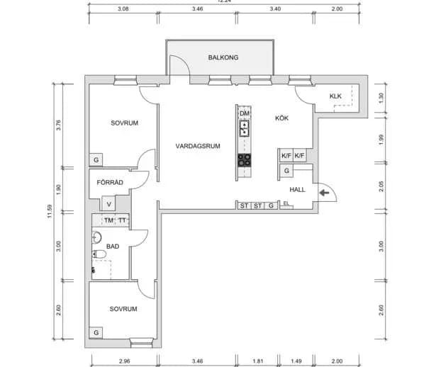 Floor plan for Silvergatan 11