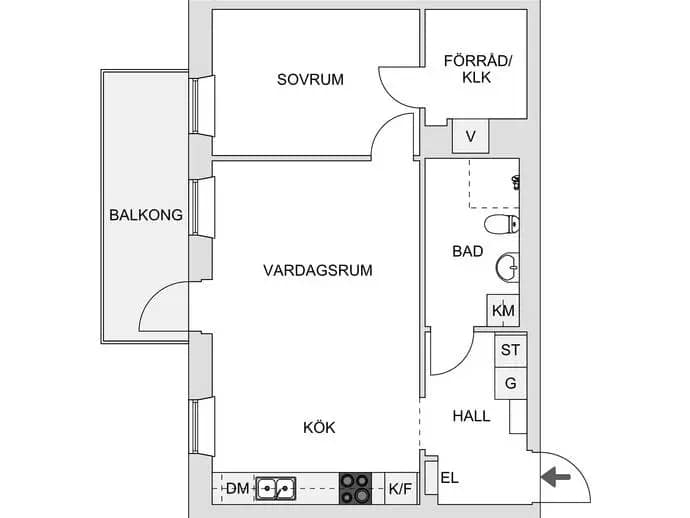 Floor plan for Silvergatan 11