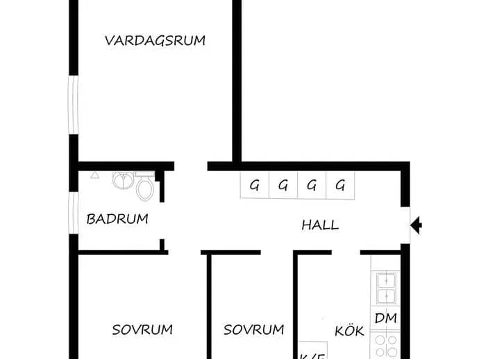 Planritning för Valthornsvägen 6a
