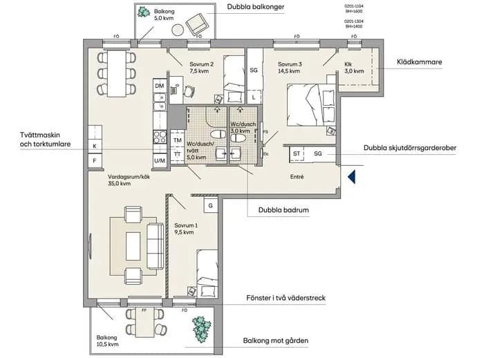 Floor plan for Styrmansgränd 1
