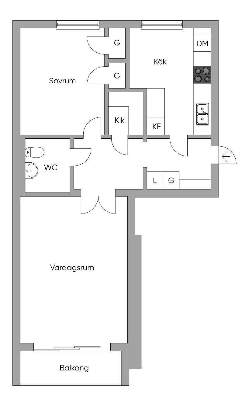 Floor plan for Malmögatan 5A