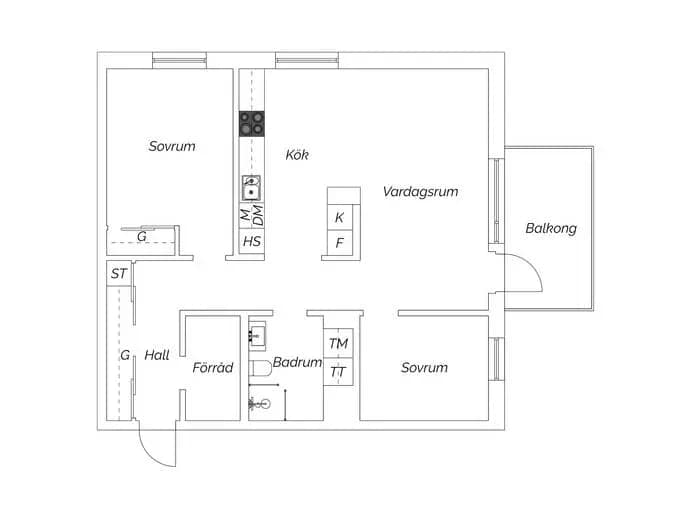 Floor plan for Lönnebergagatan 65