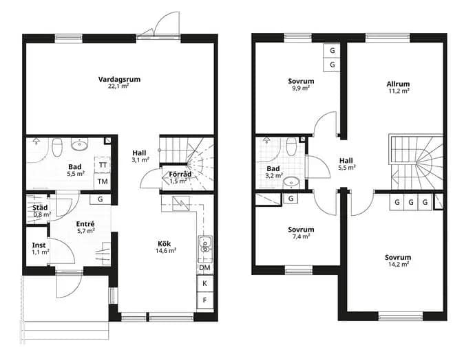 Floor plan for BoKlok Sandallén