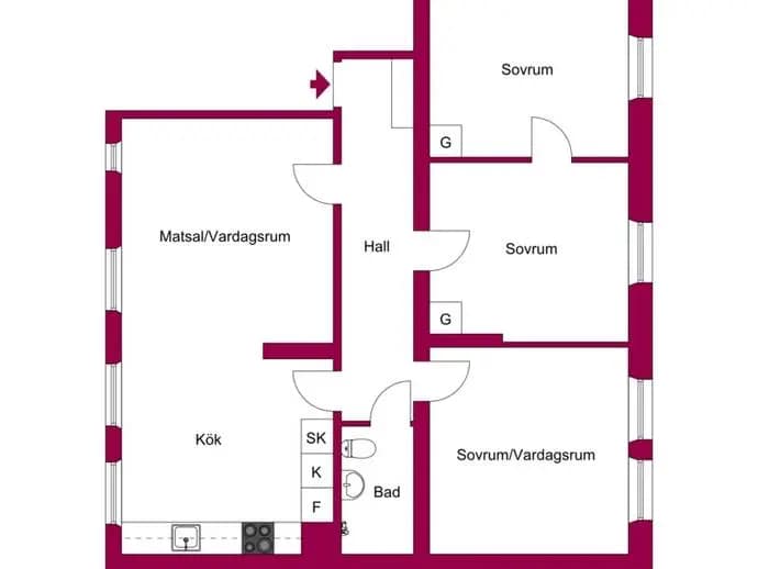 Floor plan for Persgatan 58