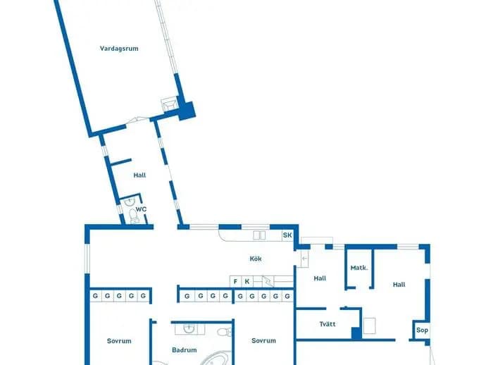 Planritning för Skogsvägen 18