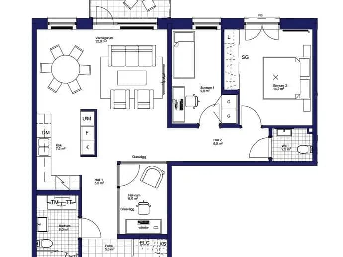 Planritning för Kämpegatan 7