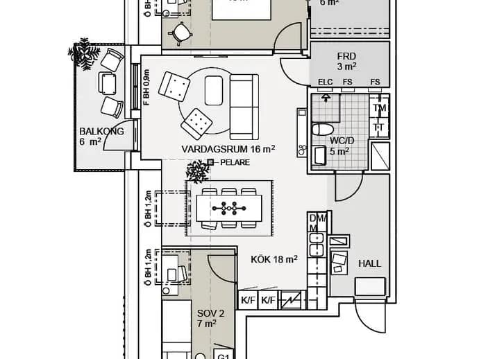 Floor plan for Platåvägen