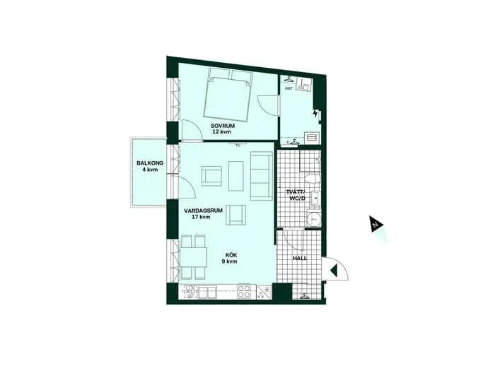 Floor plan for Fyrisvallsgatan 2F