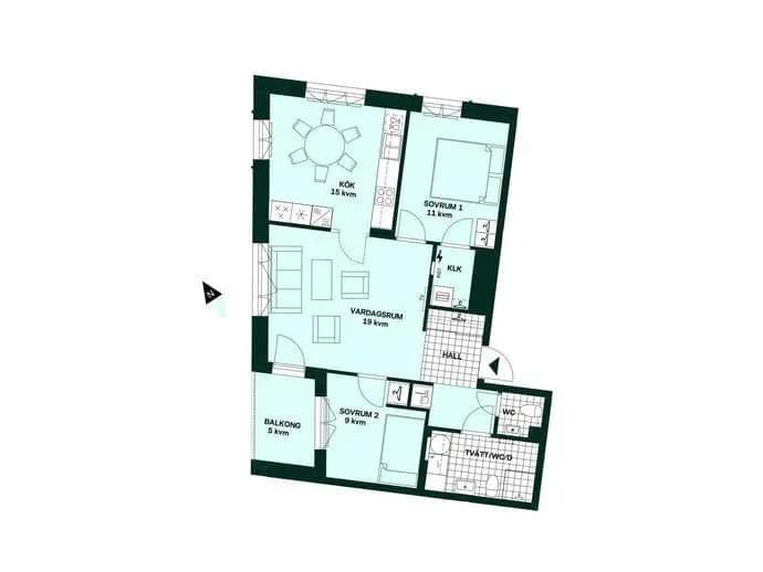 Floor plan for Fyrisvallsgatan 2D