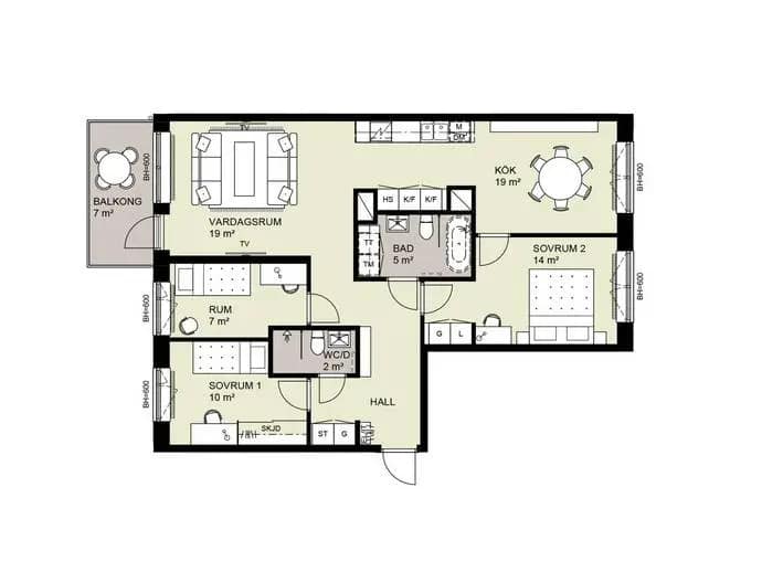 Floor plan for Ångkvarnsgatan 9