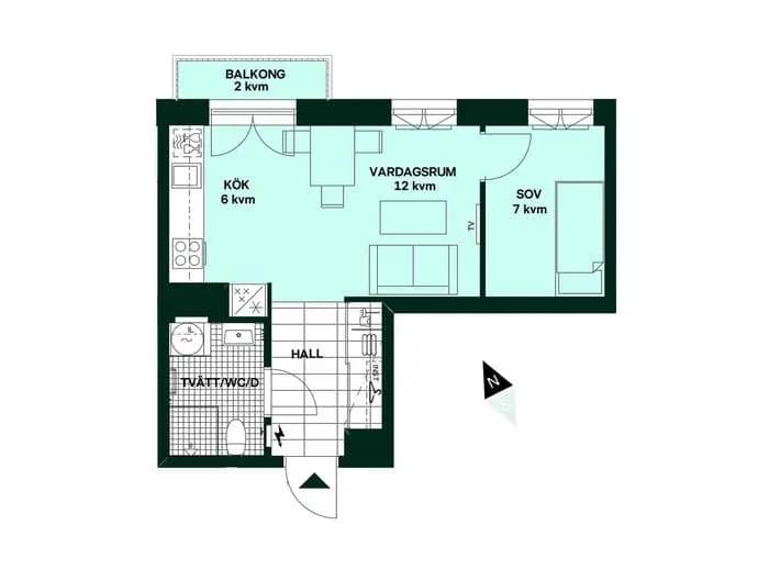 Floor plan for Fyrisvallsgatan 4 C