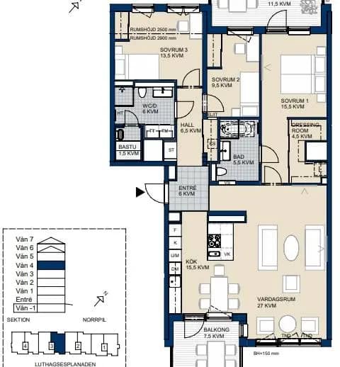 Floor plan for Luthagsesplanaden 4D