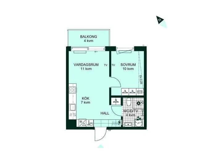 Floor plan for Seminariegatan 22B
