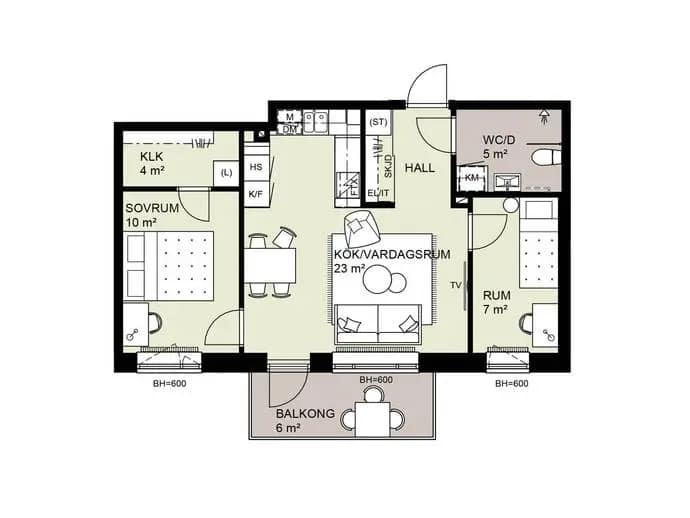 Floor plan for Hugingatan 18