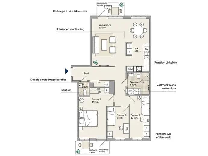 Floor plan for Kungsängsgatan 66G