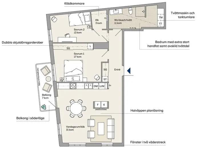 Floor plan for Kungsängsgatan 66H