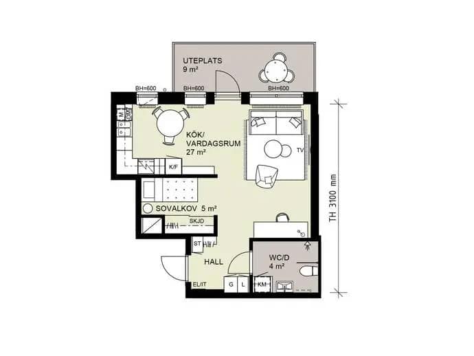 Floor plan for Ångkvarnsgatan 5