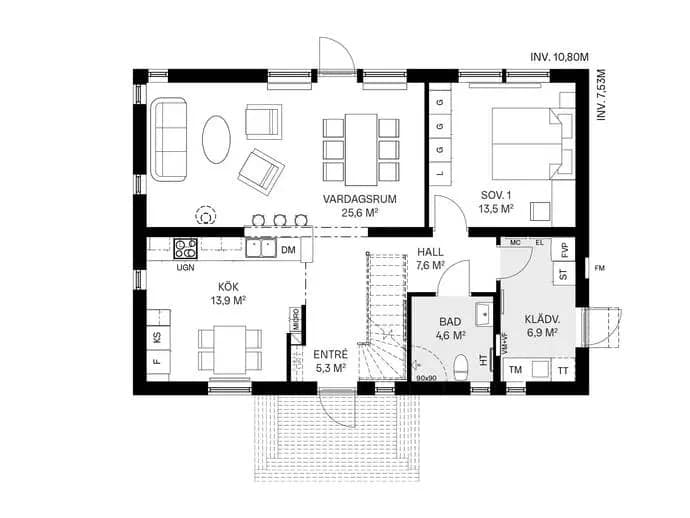 Floor plan for Kuskbocksvägen 17