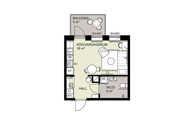 Floor plan for Hugingatan 18