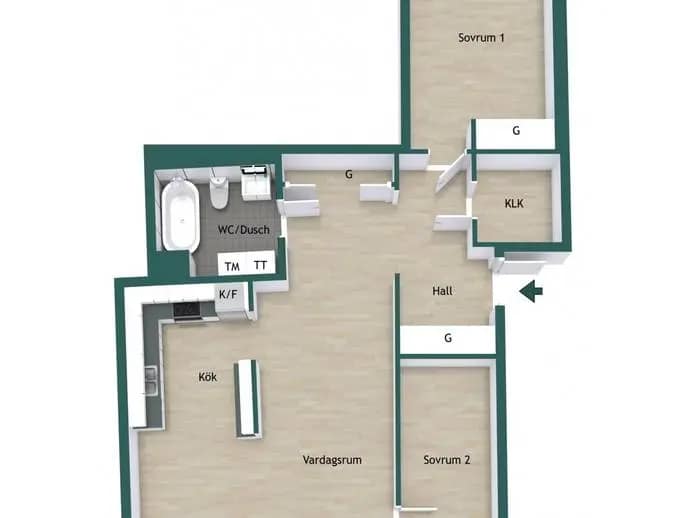 Floor plan for Råbyvägen 57A