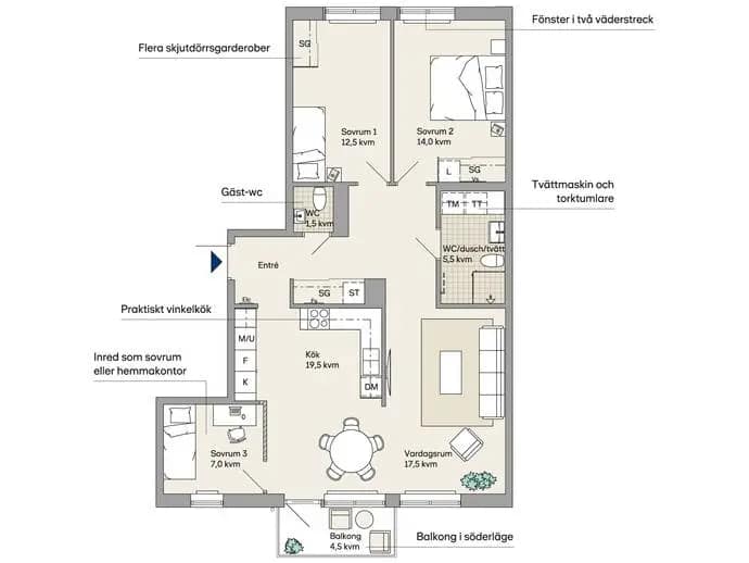 Planritning för Folkungaallén 1 B