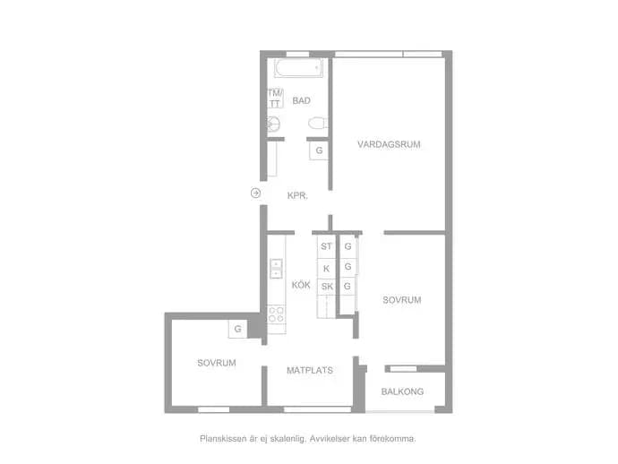 Planritning för Ekholmsvägen 38A