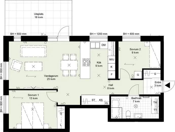 Planritning för Ridderstads gata 34