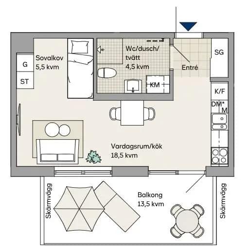 Planritning för Brokikargatan 54