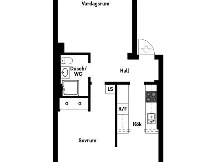 Floor plan for Järnvägsgatan 24A