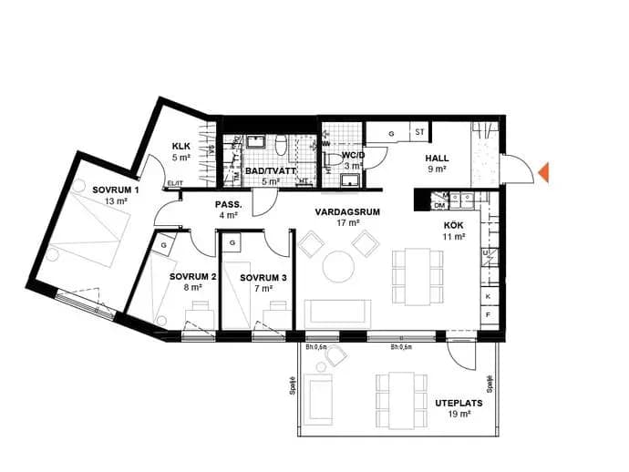 Planritning för Periodgången 3A
