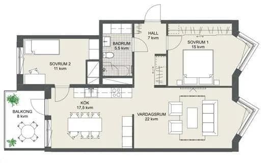 Planritning för Stabsvägen 7b
