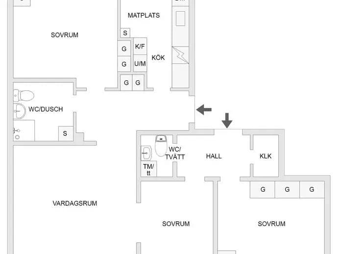 Planritning för Malmgatan 6E