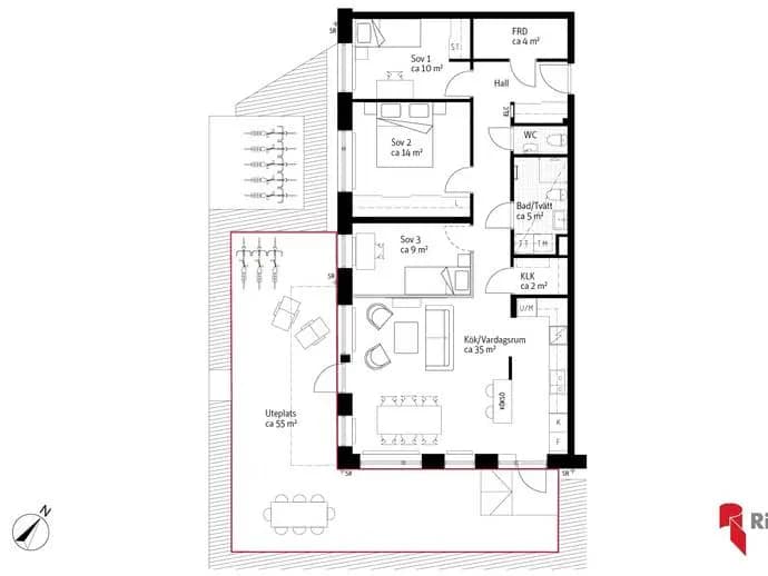 Floor plan for Eketångavägen  39 B