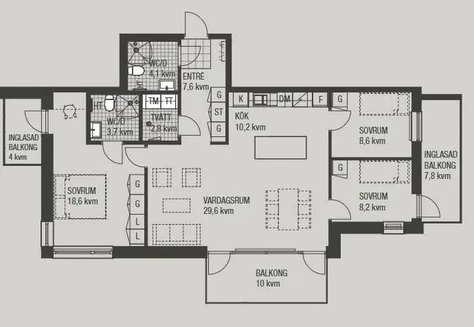 Floor plan for Drottninggatan 21 B