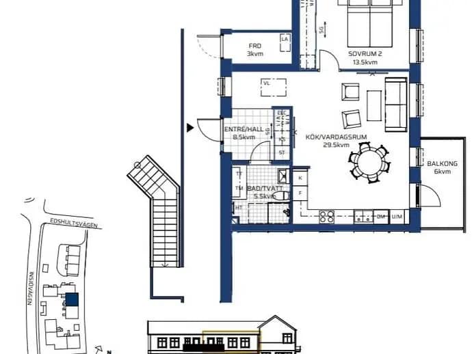 Planritning för Edshultsvägen 25