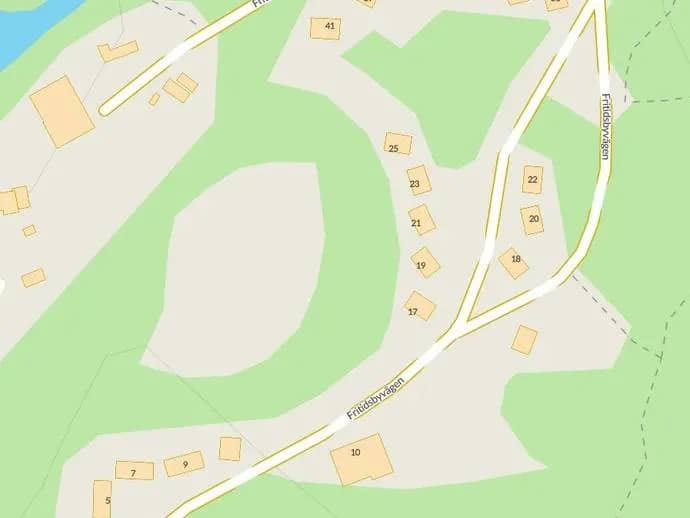 Floor plan for Fritidsby med 18 stugor