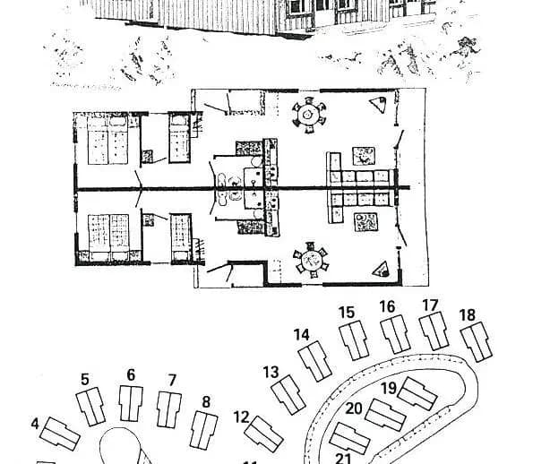 Floor plan for Storfjällsbyn. V 18, 46. Hus 8H. SÄLEN