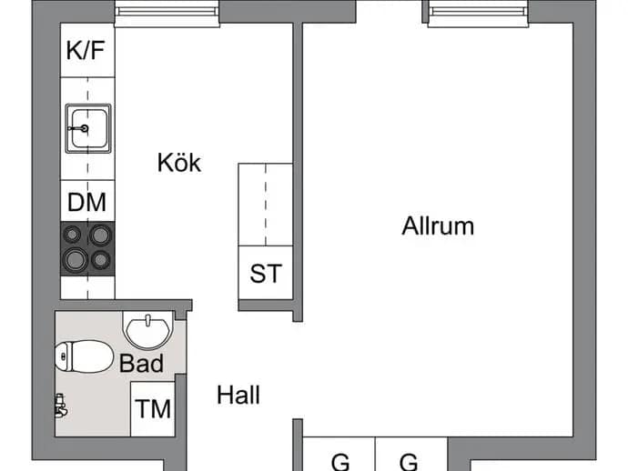 Floor plan for Hagmarksgatan 7b