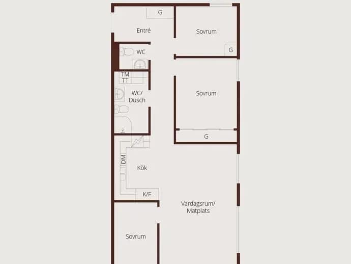 Floor plan for Kornellvägen 41K