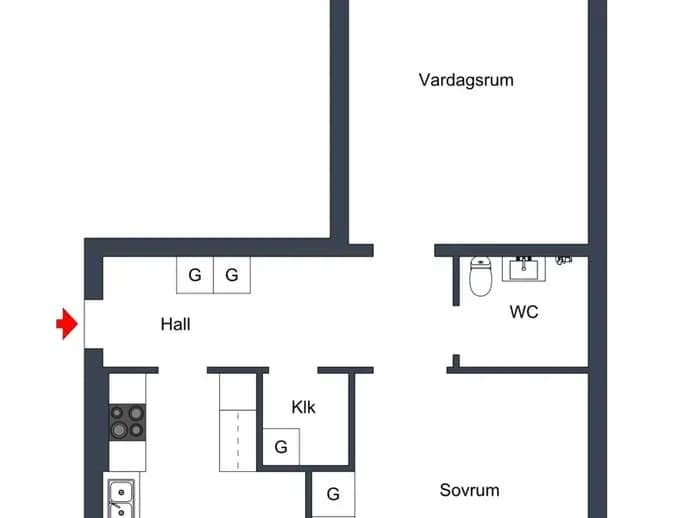 Floor plan for Trumpetaregatan 11B