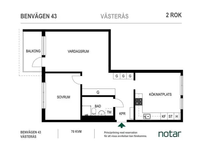 Planritning för Benvägen 43