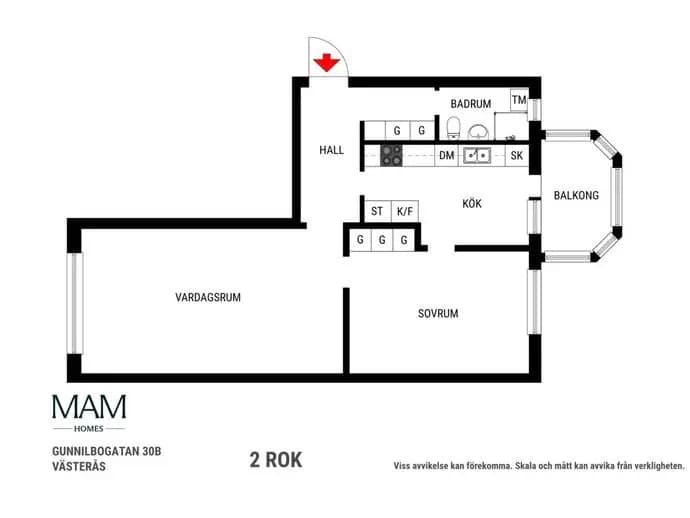 Floor plan for Gunnilbogatan 30B