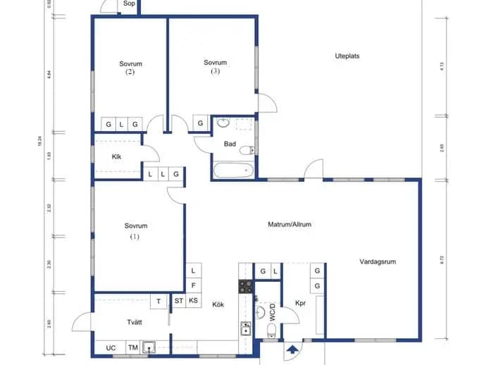 Floor plan for Krongjutarvägen 7D