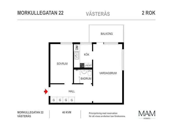 Floor plan for Morkullegatan 22