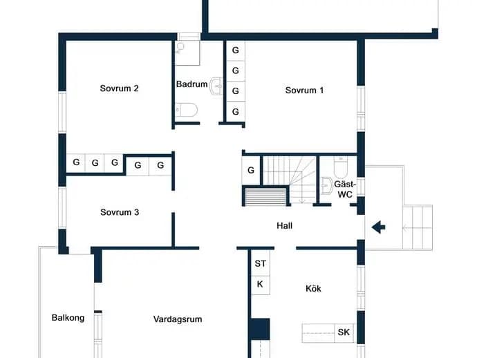Floor plan for Videvägen 2