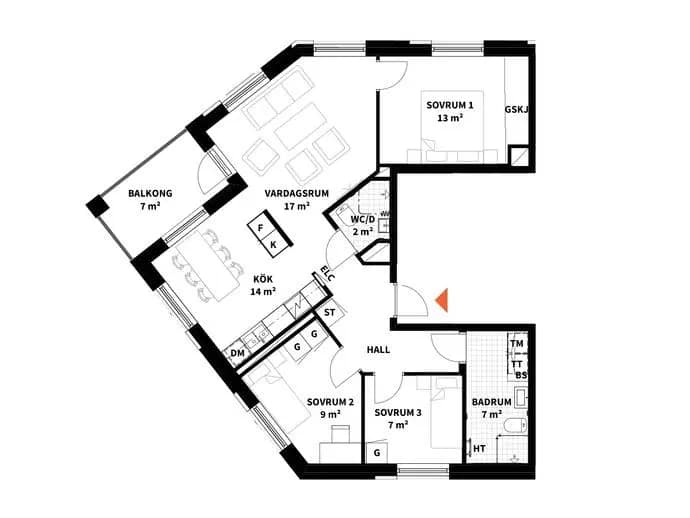 Planritning för Poseidongatan 11